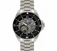 Rotary Mens Skeleton Silver Steel Bracelet Watch