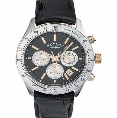 Rotary Mens Stainless Steel Black Strap