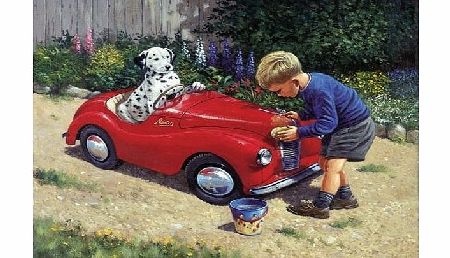 Rothbury Collection Cleaning the Austin - Dalmatian Dog in Childs Pedal Car (greetings card)