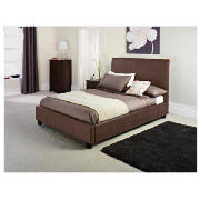 Bedstead, Choc Faux Suede, With Simmons