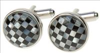 Round Chequers Cufflinks by Simon Carter