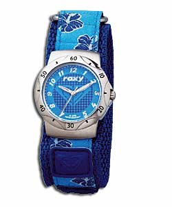 Ladies Velcro Style Blue Patterned Fast Strap Watch