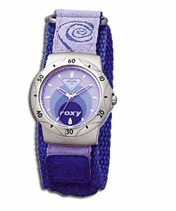 Ladies Velcro Style Lilac Patterned Fast Strap Watch