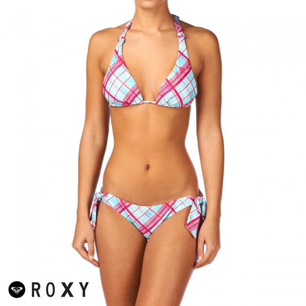Roxy Womens Roxy Plaid Knotted Scooter Bikini - Sky