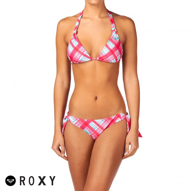 Roxy Womens Roxy Plaid Knotted Scooter Bikini -