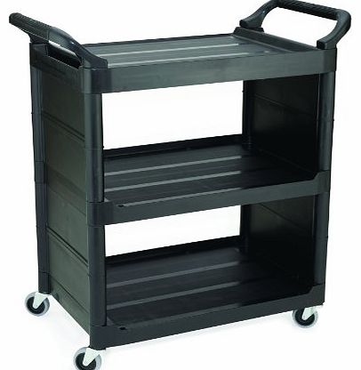 Rubbermaid Commercial Polyethylene 3 Shelve Service Cart with End Panel - Black
