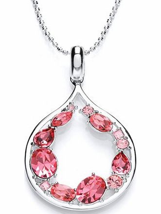Rubie Rae Captured Rhodium Plated Pendant Embellished with Pink Swarovski Crystals on a 41/46 cm Chain