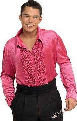 Rubies 1970s Pink Velvet Disco Shirt - 42-44 Inches