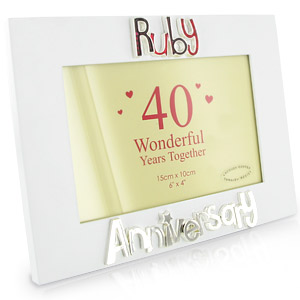 Ruby Anniversary White 6x4 Photo Frame