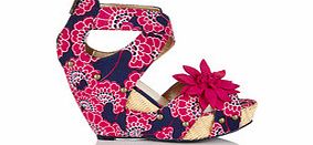 Ruby Shoo Goldie fucshia and navy floral wedges