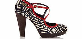Viv navy zebra print heeled shoes
