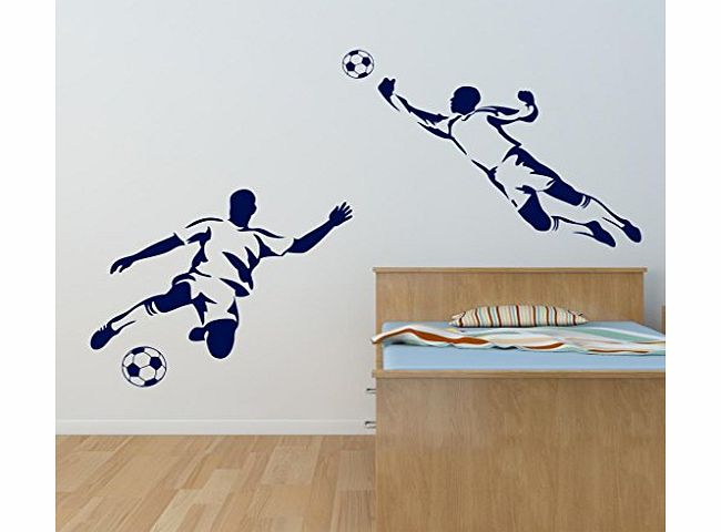 Footballer amp; Goalkeeper Boys Sport Football Wall Art Sticker Pack - Dimensions are for the sheet containing both stickers - Art Vinyl Decal Stickers, Childrens Bedroom, Easy to Apply, Free Applica
