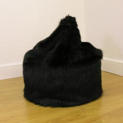 rucomfy Black Longhair Bratbag Medium faux fur bean bags