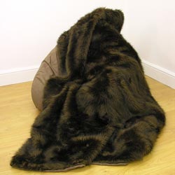 Brown Longhair Faux Fur Throw