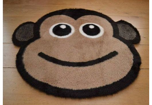 Cheeky Monkey Non Slip Machine Washable Sheepskin Style Kids Rug. Size 77cm x 77cm