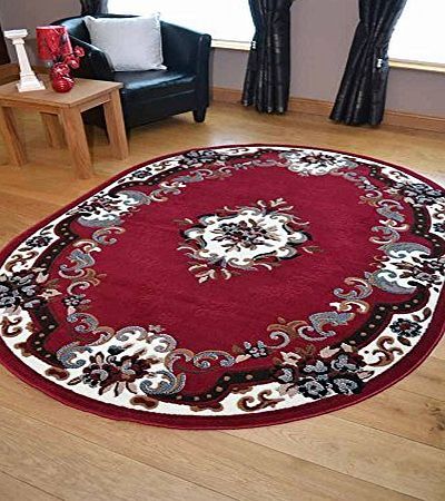 Rugs Supermarket Palace Traditional Red Oval Shaped Rug. Available in 2 Sizes (120cm x 158cm)