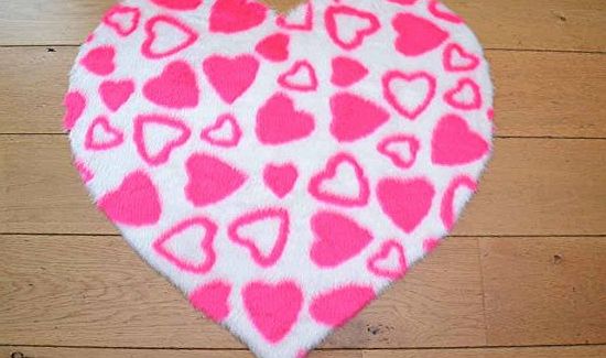 Rugs Supermarket Pink Hearts Heart Shaped Non Slip Machine Washable Sheepskin Style Kids Rug. Size 70cm x 70cm