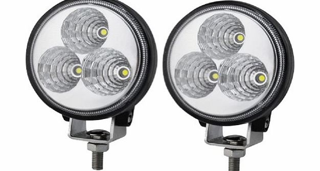 Rupse 2pcs/Set White Waterproof 6000K 60 Degree 200M Irradiation Distance 10-30V DC 30000 hours 9W 3 LED Work Light Spotlights Car Dome Working Lamp For Offroad Car/Truck/Boat Jeep Cabin/Boat/SUV/Trailer/Fi