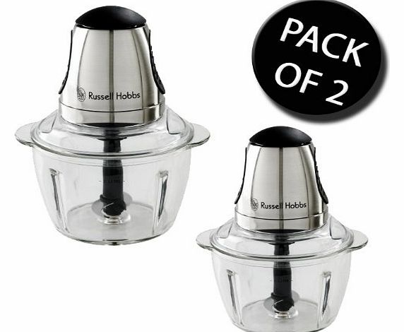 Russell Hobbs 2x Russell Hobbs 14568 Mini Food Processor with Glass Chopping Bowl