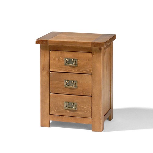 Rustic Pine Bedside Table with 3 Drawers 808.201