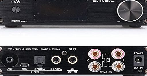S.M.S.L SMSL 2 x 50 W Q5 Pro USB/Coaxial/Optical Digital Amplifier with Remote - Black