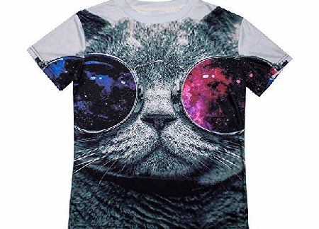 S-ZONE 3D Cool Cat Animals Sweatshirts Space Print Pullovers T-Shirt Tee Tops