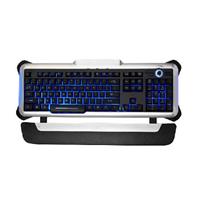 Saitek Eclipse II keyboard USB Three colour lighting levels Volume control Black finish and silver keys wit