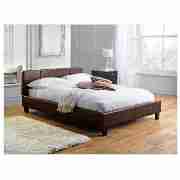 Double Faux Leather Bed, Dark Brown &