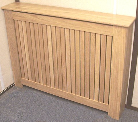 Solid oak slatted radiator cover (large)