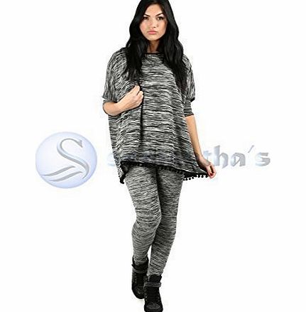 Samanthas New Womens Pom Pom Tracksuit Ladies Stretchable Top and Legging
