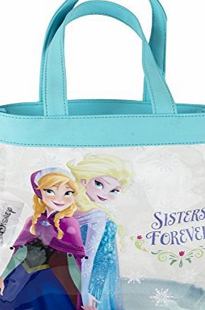 Sambro Disney Frozen Elsa Anna Character Shopper Tote Childrens Girls Blue Pvc Hand Bag