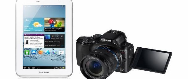 Samsung NX20 Digital Wi-Fi Compact System Camera - Black (20.3MP, 18-55mm Lens Kit) 3 inch AMOLED and Samsung 7.0 Galaxy Tab 2 - (White) (8GB, Wi-Fi, Android 4.0) Bundle Kit