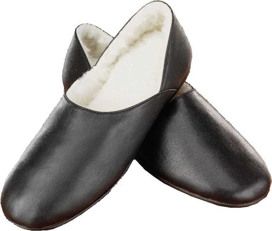 Churchill Leather Slippers: Black