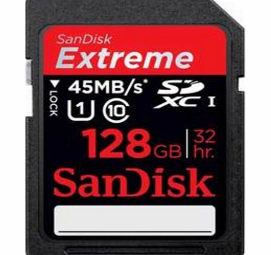 Sandisk 128 GB Extreme SDXC UHS-I card (Class 10, 45MB/s)