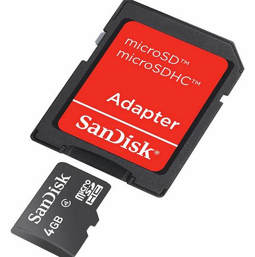 4 GB Micro SDHC Memory Card + SD Card Adapter