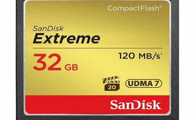 Extreme CompactFlash 32 GB Memory Card 120 MB/s UDMA 7 (SDCFXS-032G-X46)