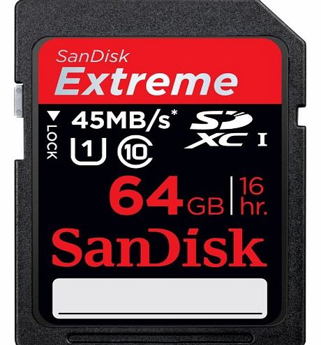 Sandisk Extreme HD Video SDXC 64 GB Class 10 (45 MB/sec)