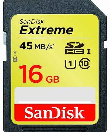 SanDisk Extreme SDHC 16 GB Class 10 Memory Card 45 MB/s (SDSDX-016G-X46)