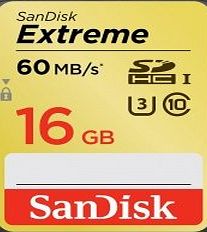 SanDisk SDSDXN-016G-G46 Extreme SDHC UHS-I Class 10 U3 Memory Card up to 60 MB/s Read - 16 GB