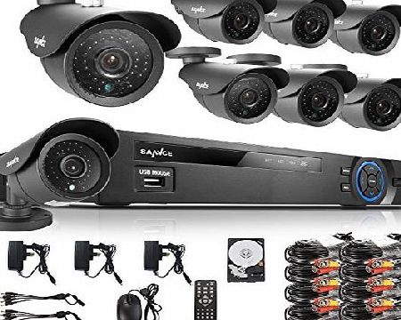 SANNCE 8CH HDMI Output DVR With 1TB HDD Pre-installed and 8 800TV-Lines High Resolution Weatherproof Security CCTV Camera System