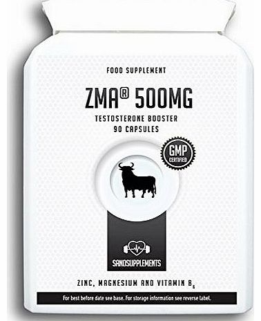 ZMA 500mg Testosterone Booster - High Strength Muscle Growth Pills - 90 Capsules - GMP Manufactured