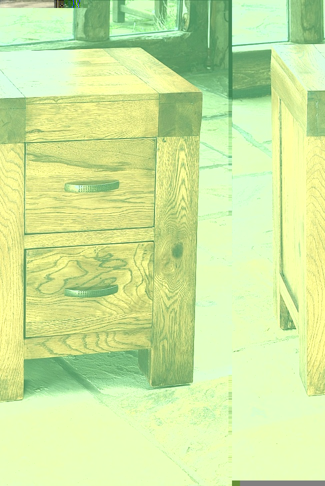 Reclaimed Oak 2 Drawer Bedside Cabinet