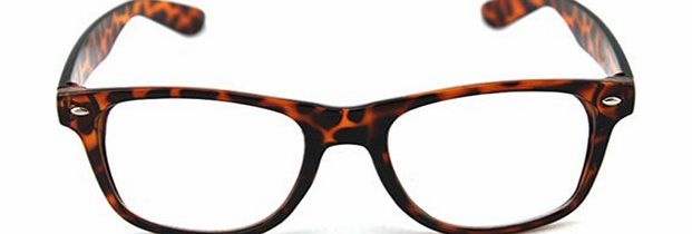 Sanwood Fashion Lovely Unisex Clear Lens Nerd Geek Glasses (Leopard)