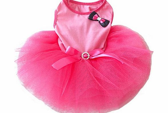 Sanwood Pink Bow Small Pet Dog Clothes Dress Pink (XS)