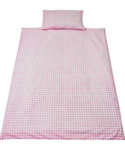 Saplings Pink Gingham Duvet Cover and Pillowcase