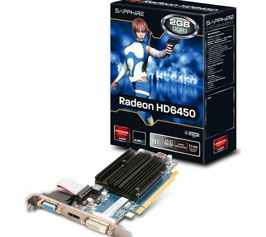  11190-09-20G AMD Radeon HD 6450 Silent 2GB DDR3 Graphics Card (HDMI, DVI-D, VGA, PCI Express 2.0, 64-Bit, Low Profile Bracket, Dolby TrueHD, DTSHD Master Audio Support)