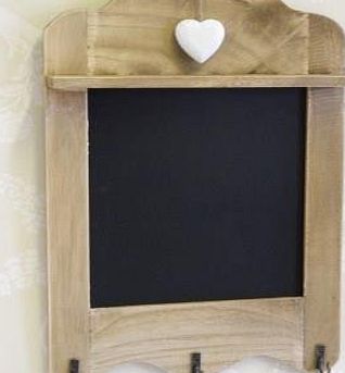 scalloped blackboard with 3 hooks, tea towel hooks, memo board with heart detail, shabby chic