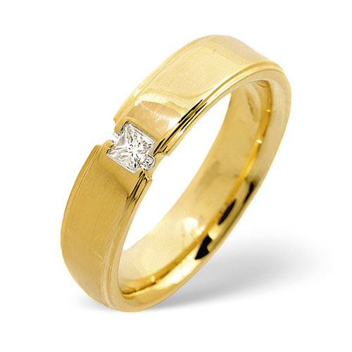 0.10 Ct Diamond Wedding Ring In 18 Carat Yellow Gold- H / SI1