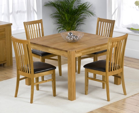 Oak Square Dining Table - 110cm and 4