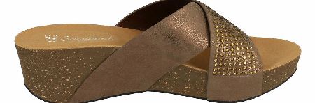 SAVANNAH Bronze Footbed Wedge Sandal